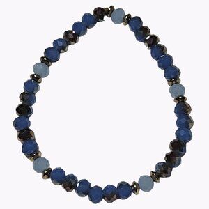 Retro Boho Blue Silver Beaded Stretch Bracelet Casual Fashion Jewelry Women